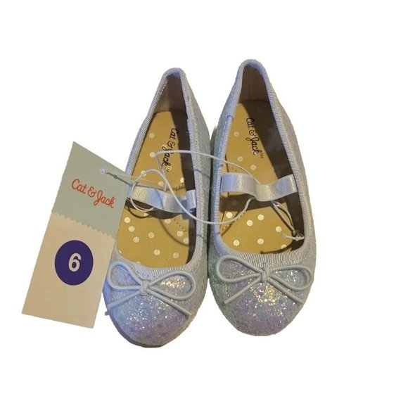 Cat & Jack Other - Cat & Jack Girls Lily Glitter Ballet Flats Size 6 Purple Toddler Memory Foam